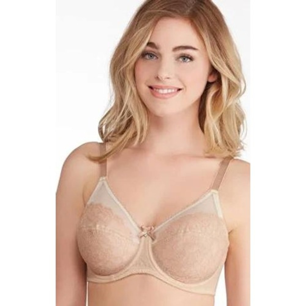 Wacoal‎ Retro Chic Full Figure Underwire Bra Tan Nude Floral Lace 857361 US 34G